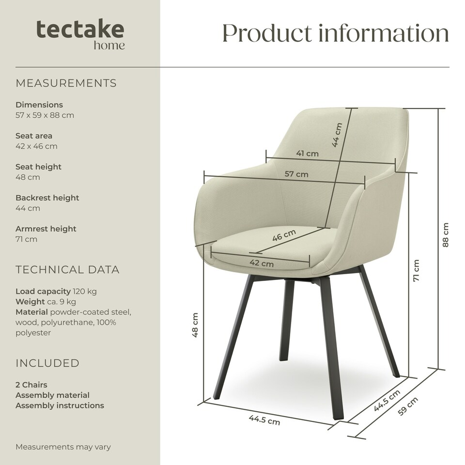 image 1 of Dining Chair Alicon - swivel armchair with padding and continuous backrest - Set of 2 Grey | Greige