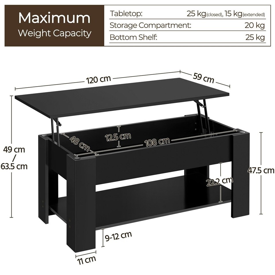 image 1 of Yaheetech Lift Top Coffee Table with Storage Shelf