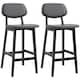 image 1 of HOMCOM Breakfast Bar stools Set of 2 with PU Leather Cover, Wood Legs, Dark Grey