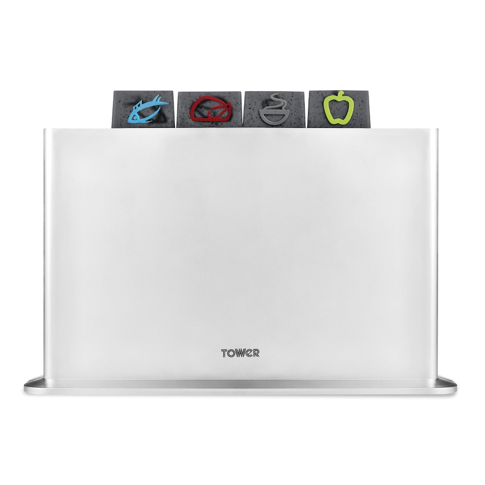 image 1 of Tower 4Pce Chopping Board Set With Stand White