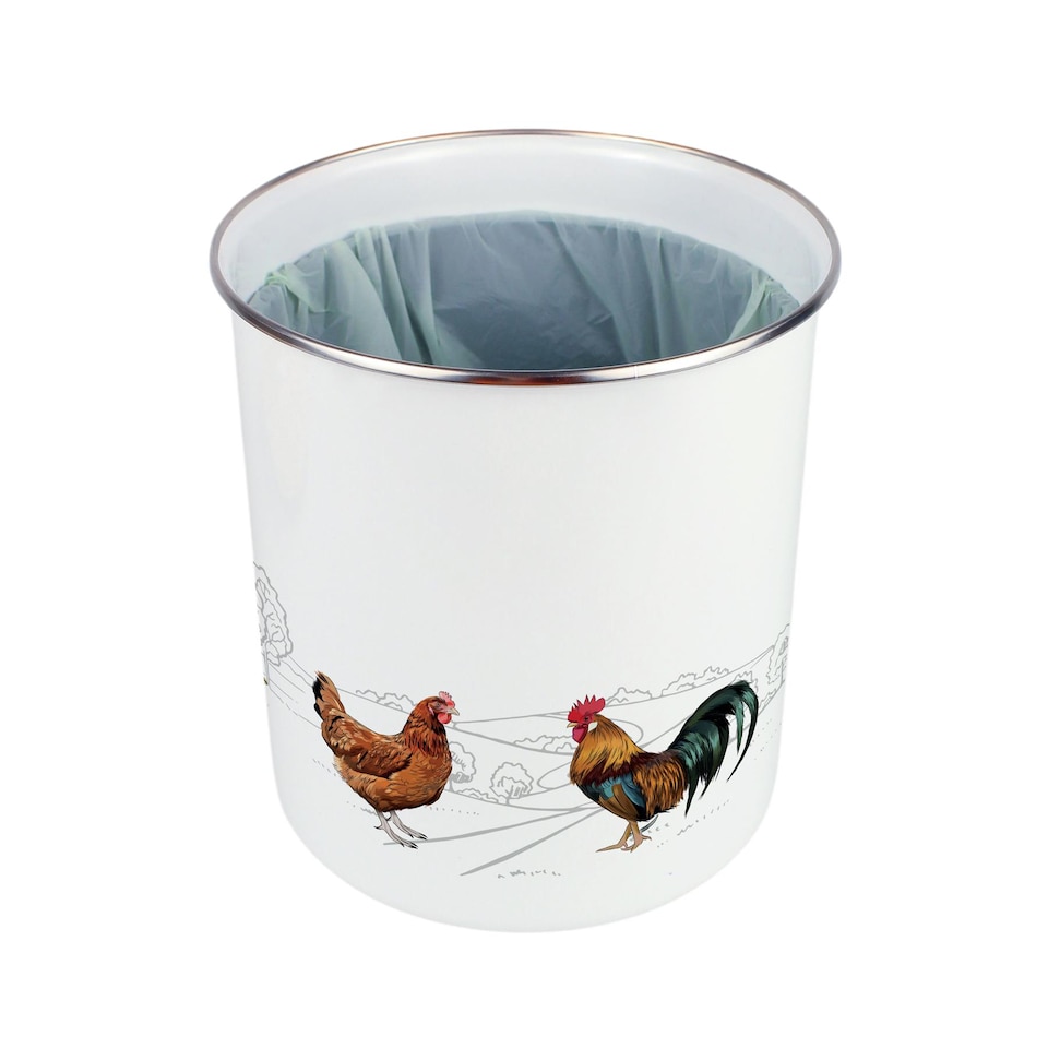 image 1 of Country Farm Animals Food Waste Caddy - Metal 2L Decorative Kitchen Compost Bin