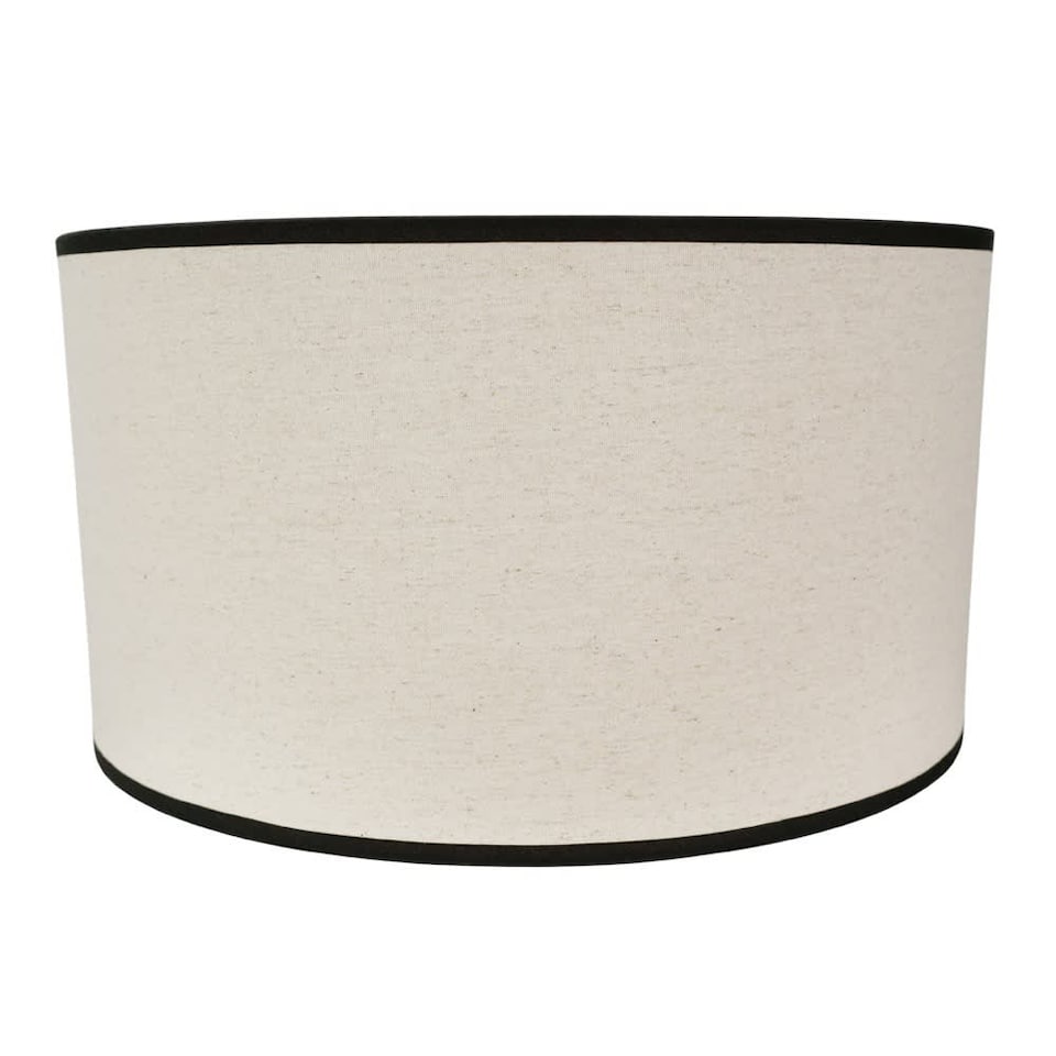 image 1 of ValueLights Eva Natural Linen Fabric Black Trim Large Light Shade | Cream