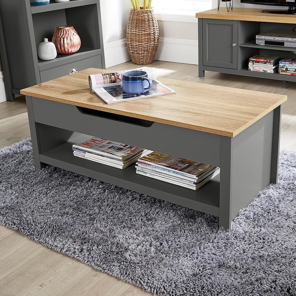image 1 of Coffee Table Lift Up Occasional Reception Storage Shelf Avon