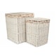 image 1 of Small Square White Wash Wicker Laundry Basket Rose Lining | Multi | Garden Rose