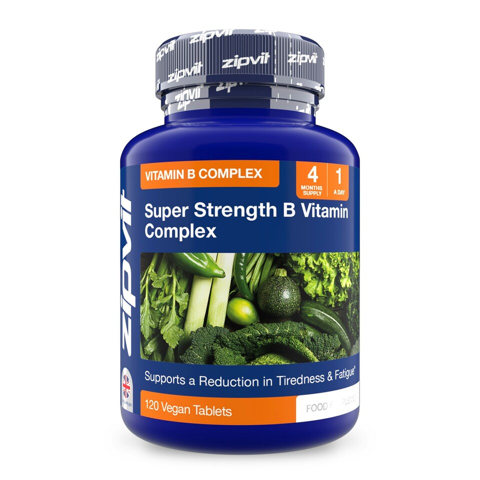 image 1 of Super Strength B Complex, 120 Vegan Tablets, 4-Month Supply, Supports Energy, Focus & Mental Performance