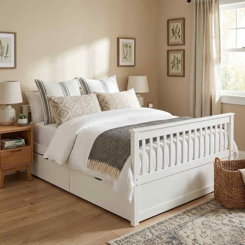 image 1 of White Triple Bunk Bed Sonic Single Over Double 3 Sleeper with Storage Drawers | White | White | Double | 1