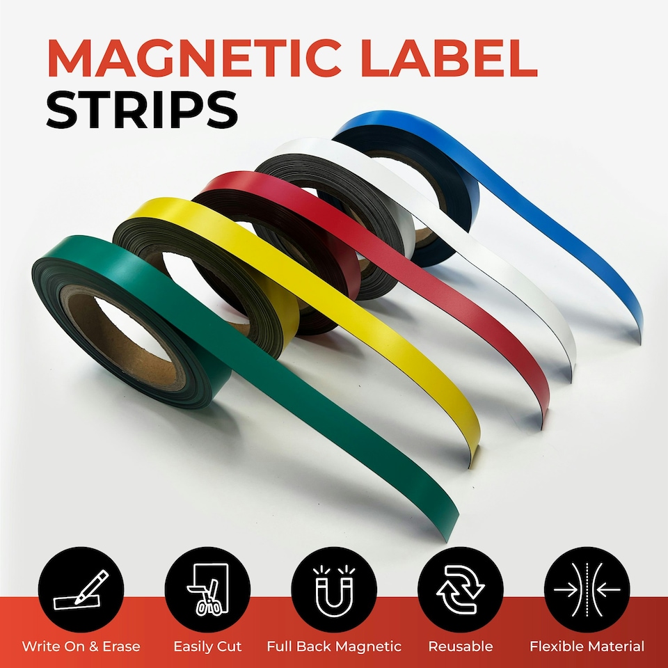 image 1 of 10m Green Magnetic Strip Roll with Dry Wipe Clean Finish