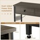 image 7 of COSTWAY Entryway Narrow Console Table w/Charging Station Brown