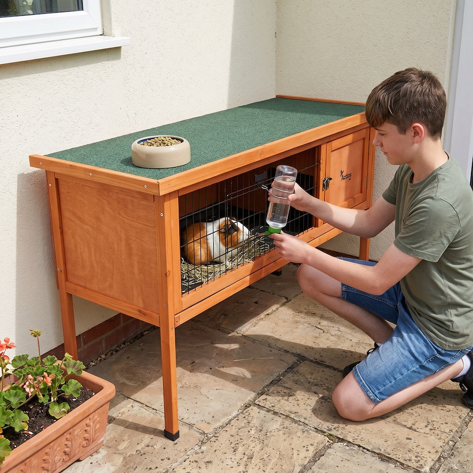image 1 of Actiaspet 4ft Wooden Rabbit Guinea Pig Hutch (Wood, 1 Tier)