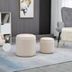 image 2 of HOMCOM Set of 2 Round Ottoman with Storage, Fabric Vanity Stool for Makeup, Footrest Stool with Removable Lid for Living Room & Bedroom, Cream White