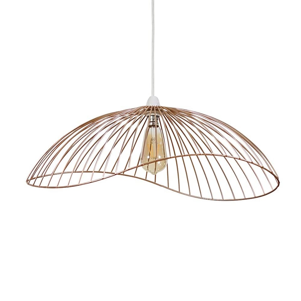 image 1 of ValueLights Covelas Painted Copper Ceiling Pendant Shade & Bulb | Copper