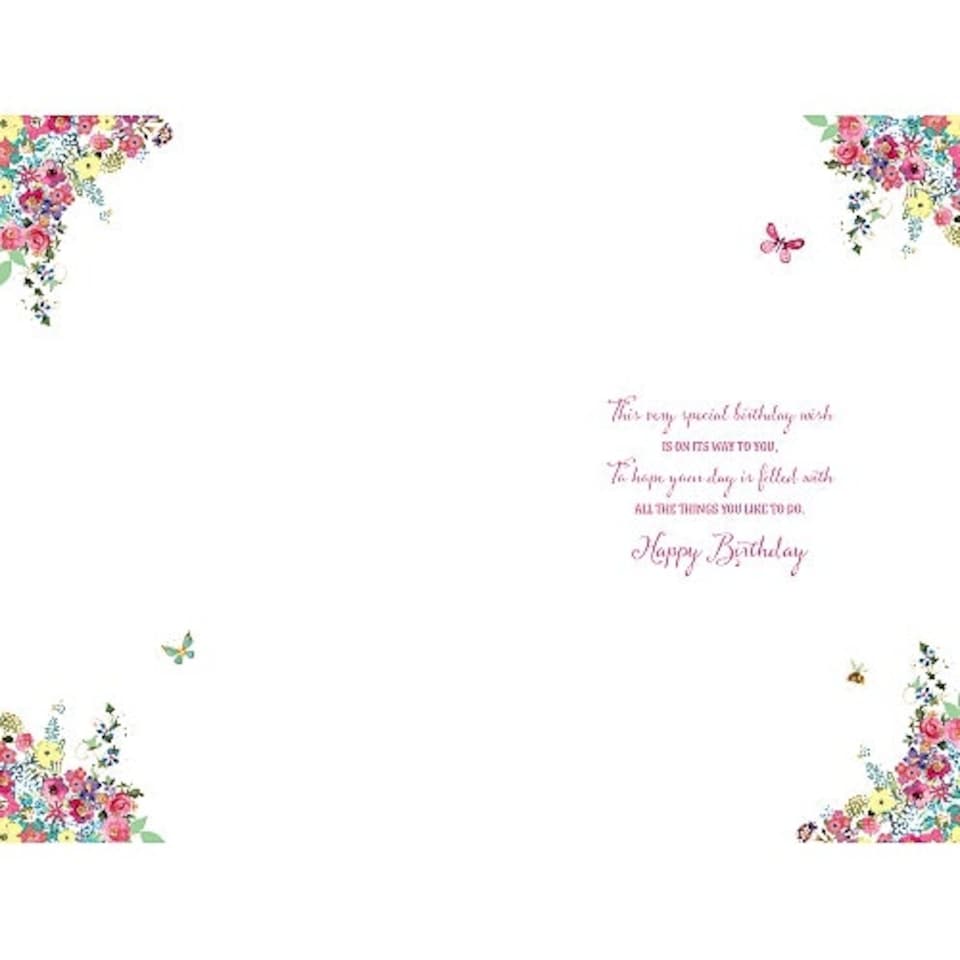 image 1 of Happy Birthday Card Floral Text Just 4 U