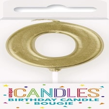 Mini Metallic Gold Number 0 Pick Birthday Candle