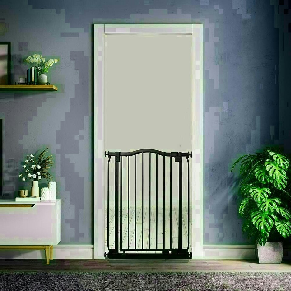 image 1 of Bettacare Extra Tall Curved Top Dog Gate, 71cm - 80cm, Matt Black, Extra Tall 100cm in Height, Pressure Fit Pet Gate