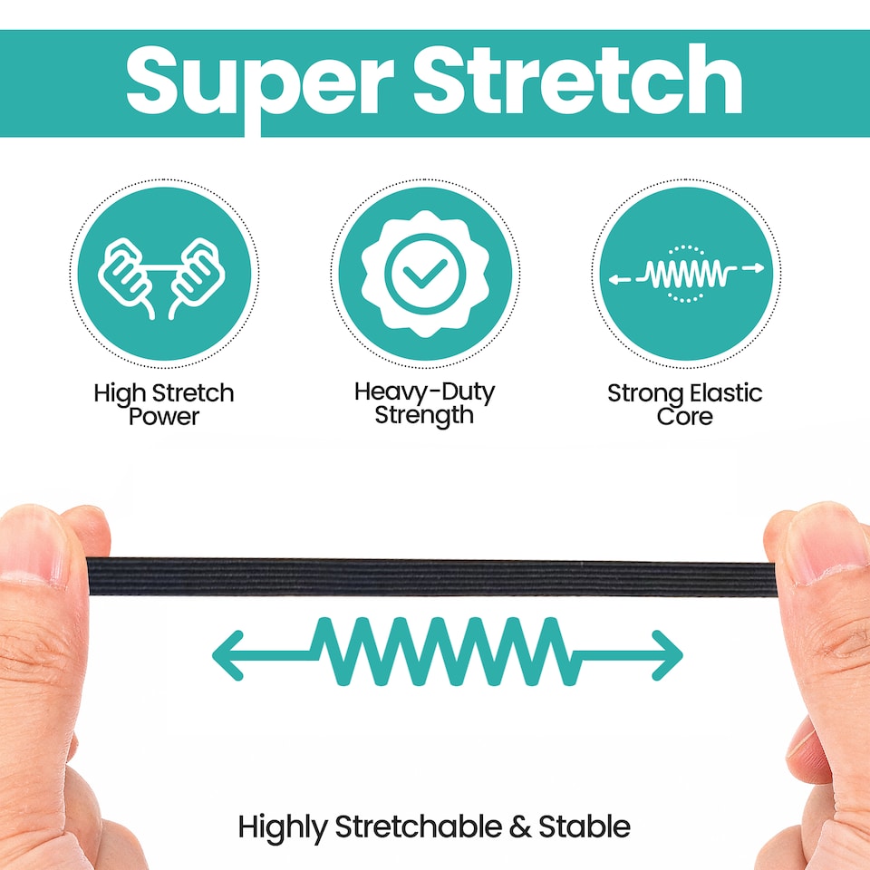 image 1 of 5mm Flat Elastic Band, Soft Durable & Stretchable Material - 25M