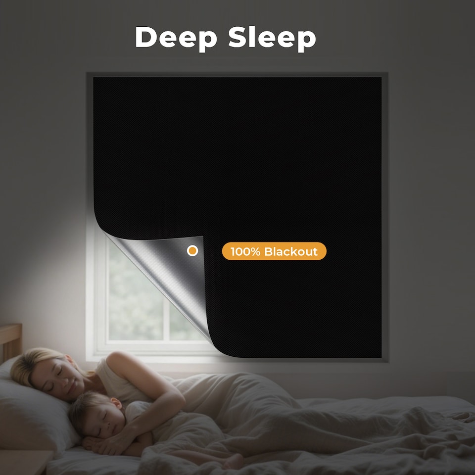 image 1 of Marlow Magnetic Blackout Blind 115x145cm Blockout Window Curtain | Black | One Size