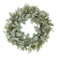 Hill Interiors Winter Wax Lambs Ear & Wax Flower Wreath - White/Green - One Size
