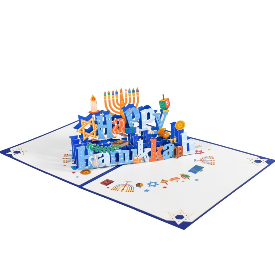 image 1 of Bright Traditions Hanukkah Celebration 3D Pop-Up Greeting Card