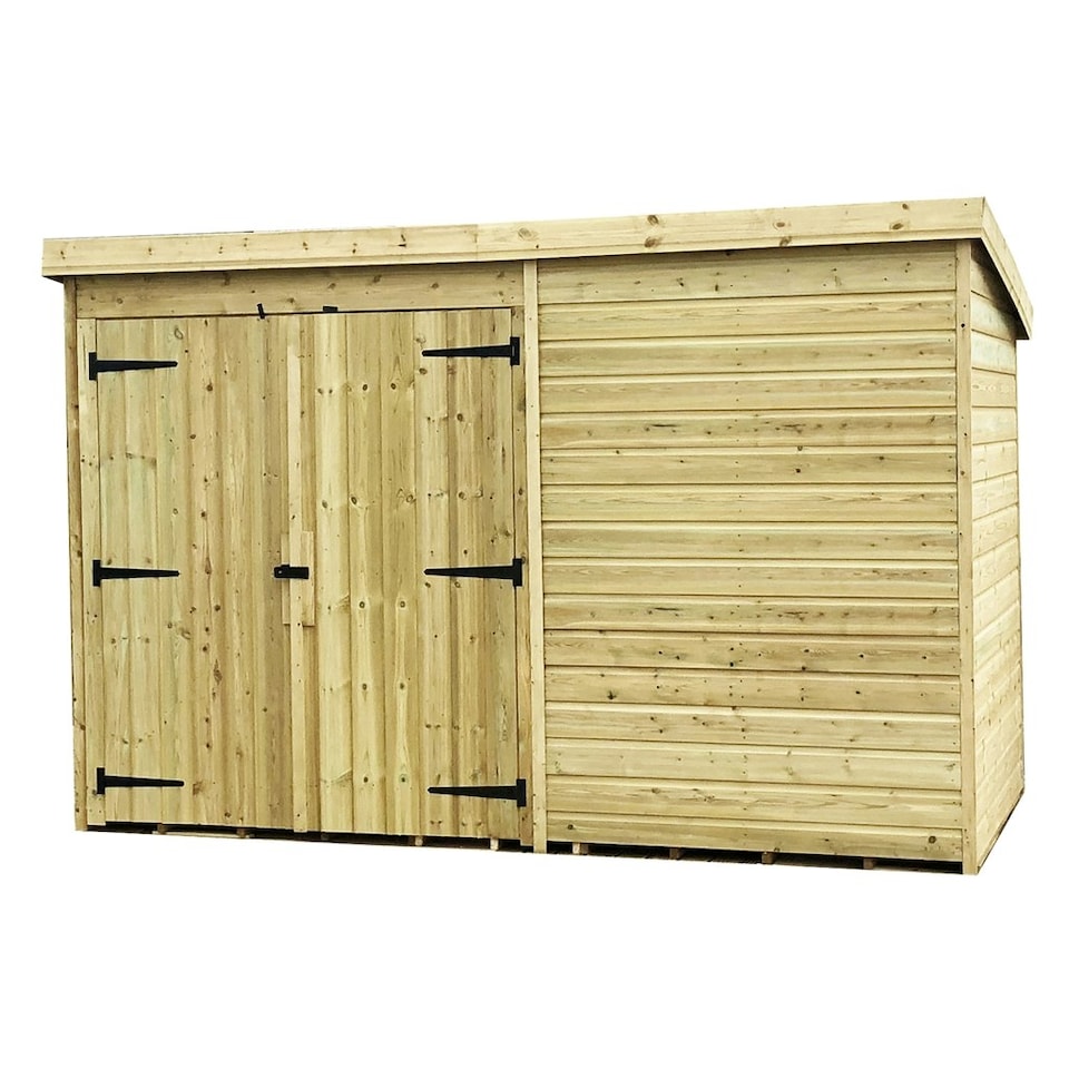 image 1 of 9 x 3 WINDOWLESS Garden Shed Pressure Treated T&G PENT Wooden Garden Shed + Double Doors (9' x 3' / 9ft x 3ft) (9x3)
