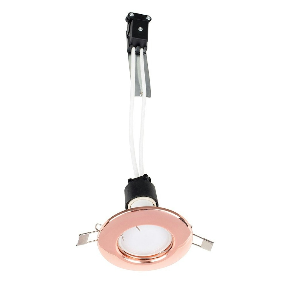 image 1 of ValueLights 10 Pack Fire Rated Copper Finish GU10 Ceiling Spotlight Downlight Fittings