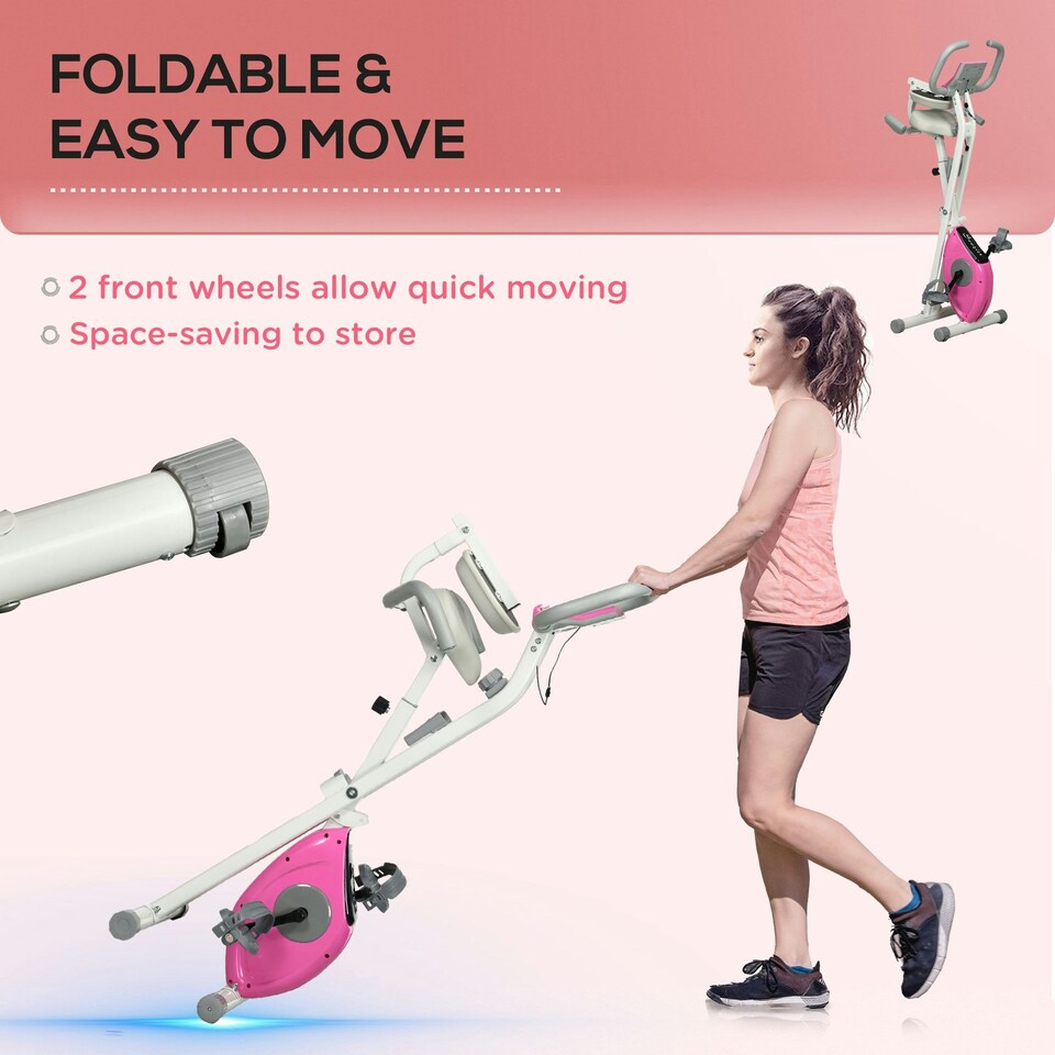 image 1 of HOMCOM Folding Exercise Bike w/ Adjustable Magnetic Resistance, Seat Height