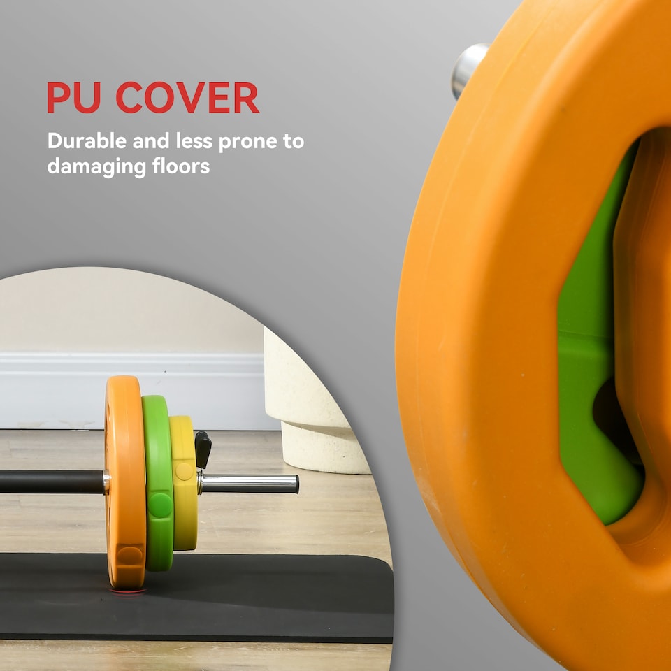 image 1 of HOMCOM 20kg Weights Barbell Set with Non-slip Handle for Strength Training Multi