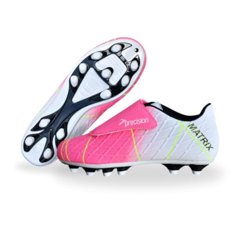 image 1 of Precision Matrix Firm Ground Football Boots, Kids Laceless Secure Fit, Comfortable, Durable, Ideal For Junior Footballers, Fuchsia Pink, Size 1 UK