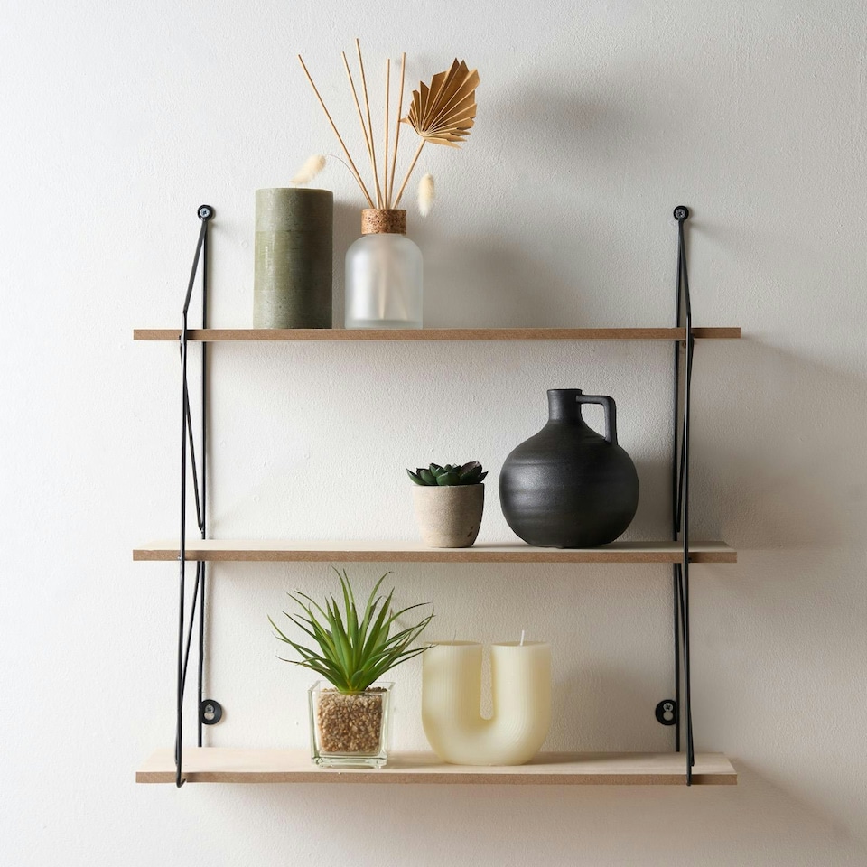 image 1 of OHS 3 Tier Wooden Home Office Decor Storage Display Shelving - Natural