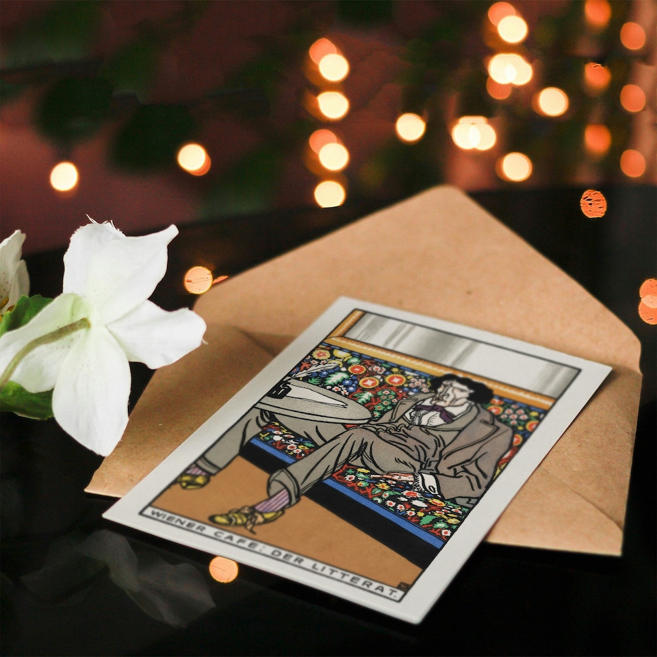 image 1 of Moriz Jung Art Card Viennese Cafe Advert The Man of Letters