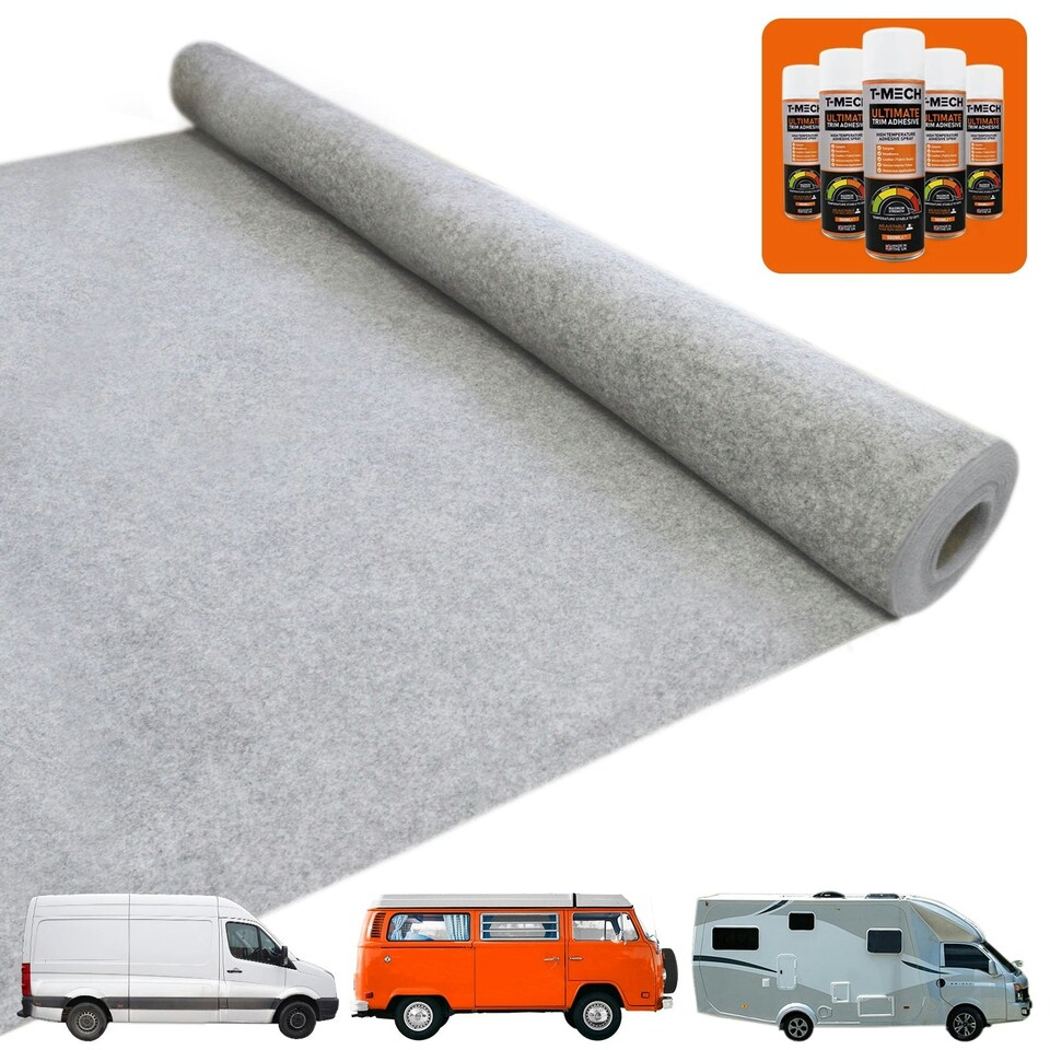 image 1 of Van Carpet Lining / Silver Grey & 5 Adhesive Cans | Silver