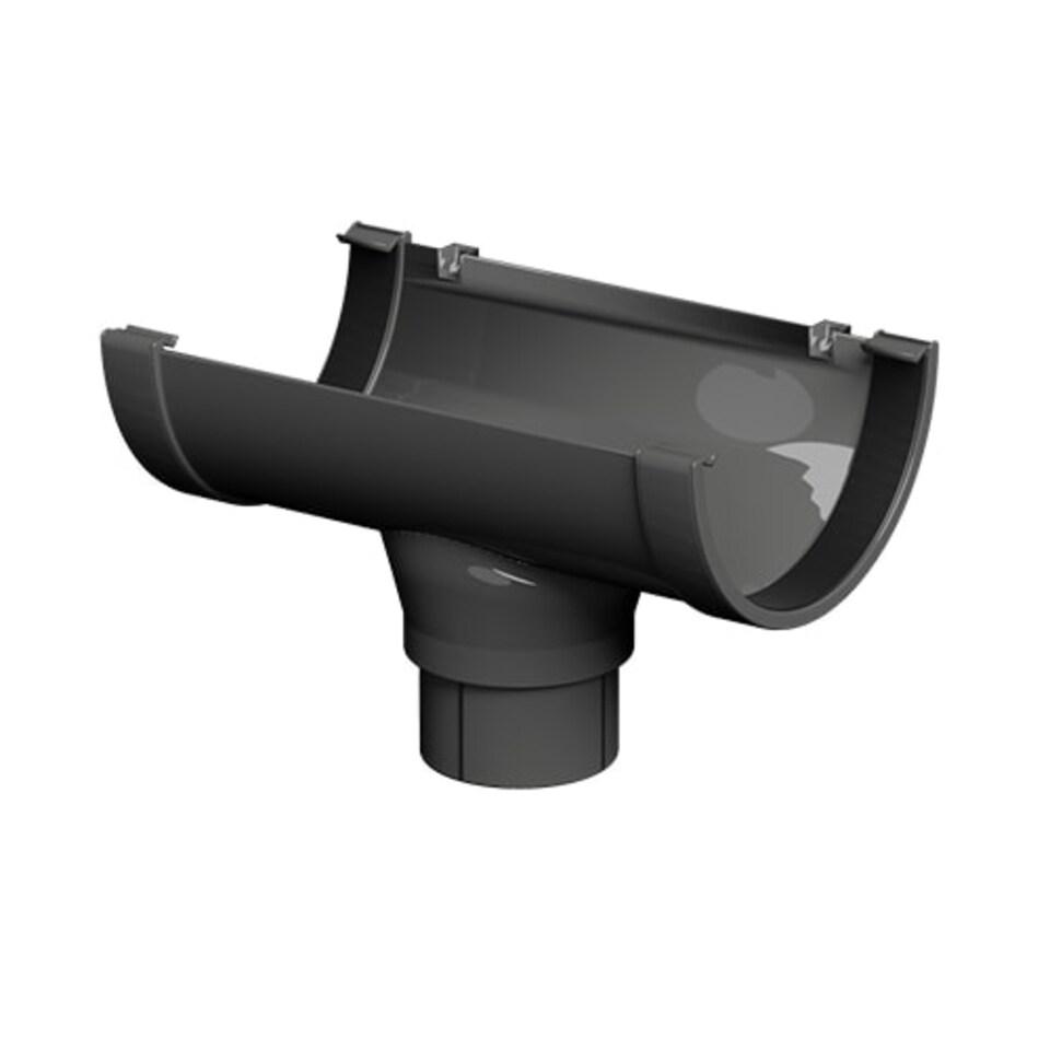 image 1 of FloPlast 170mm XtraFlo Industrial Half-Round Gutter Kit 20m - Stopend Outlet - Grey