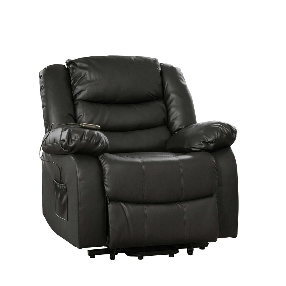 image 1 of Brooklyn Electric Riser Recliner with Massage and Heat - Black