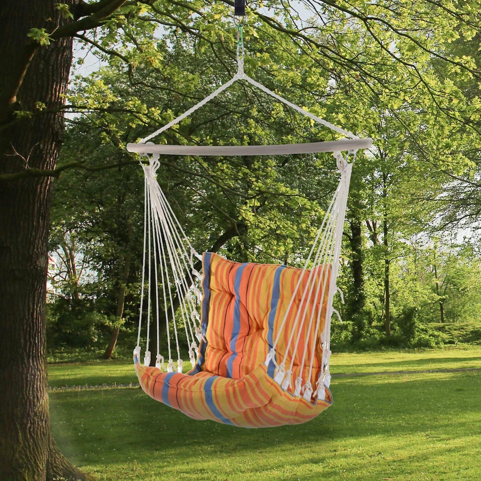 image 1 of Outsunny Outdoor Hammock Cushioned Chair Swing Seat Cotton Yard Orange