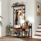 image 9 of COSTWAY Coat Rack Hall Tree with Shoe Storage Bench Brown | One Size