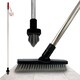 image 1 of Colour-Coded Angled Grout Brush with Handle 180° Swivel Tile & Corner Scrubber
