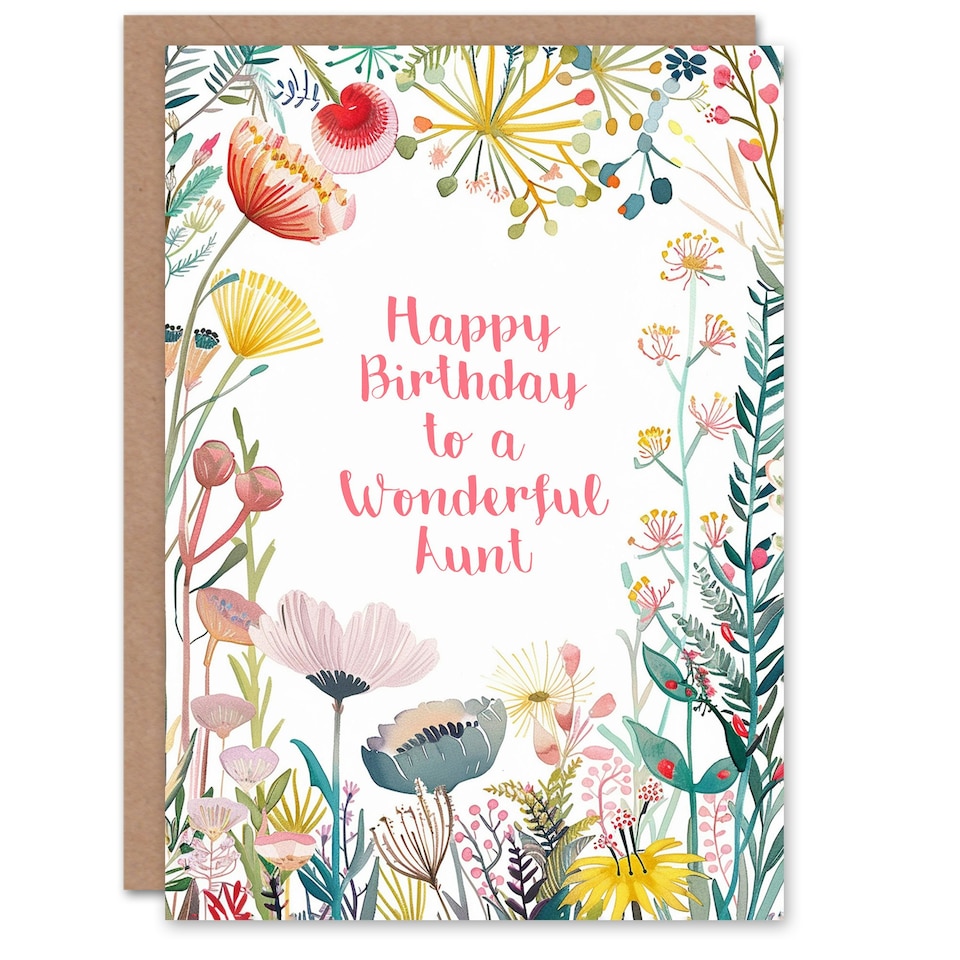 image 1 of Simple Elegant Wildflower Meadow Plants Aunt Birthday Card