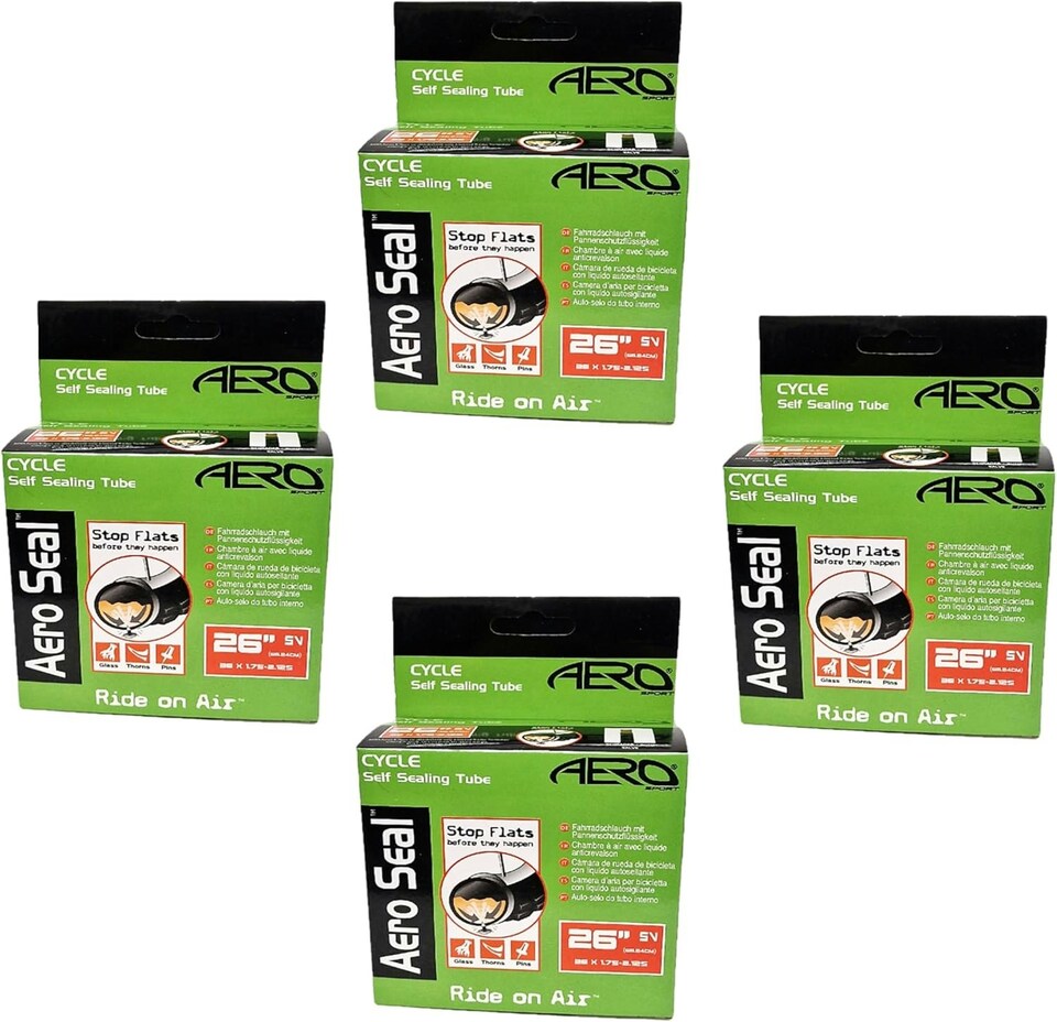 image 1 of Aero Sport Set x 2 Self Sealing Butyl Rubber 26" x 1.75-2.125 Bike/E-Bike Inner Tubes SV