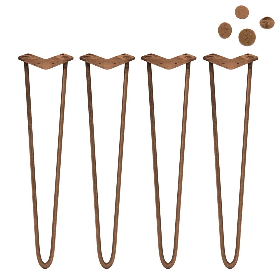 image 1 of 4 x 28" Hairpin Legs - 2 Prong - 12mm - Antique Copper | Brown | 1