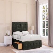 Sloomy Cambridge Graphite Dumfries Divan Bed With Mattress 4 Drawers With 26" Strutted Headboard & 12" Matching Footboard 4'6 Double | Grey | Graphite | Double | 1