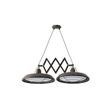 Plec LED 2 Light Double Adjustable Outdoor Ceiling Pendant Bar Light Old Brown IP44