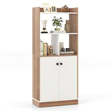 COSTWAY 3-Tier Tall Bookshelf Modern Display Cabinet White