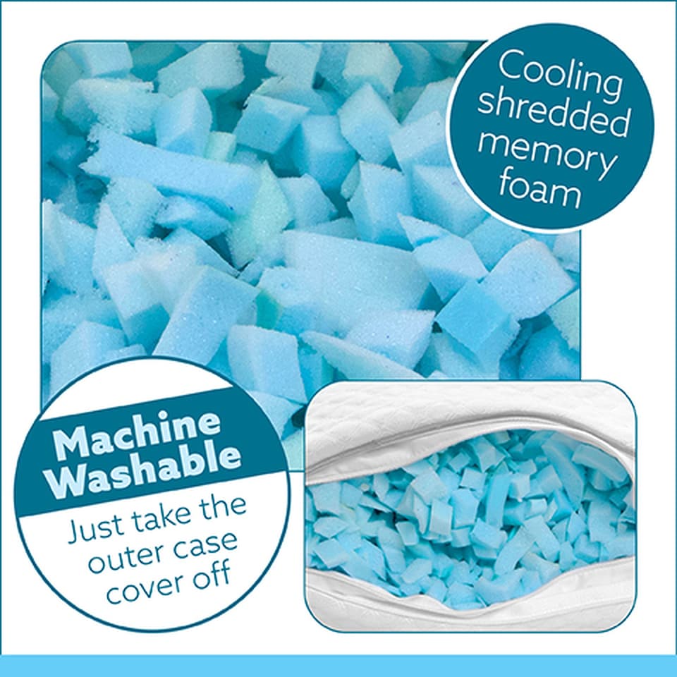 image 1 of Aamira Cooling Memory Foam Pillow Adjustable Orthopaedic Support Washable Cover 1 Pack | White | White | 1 Pack | 1