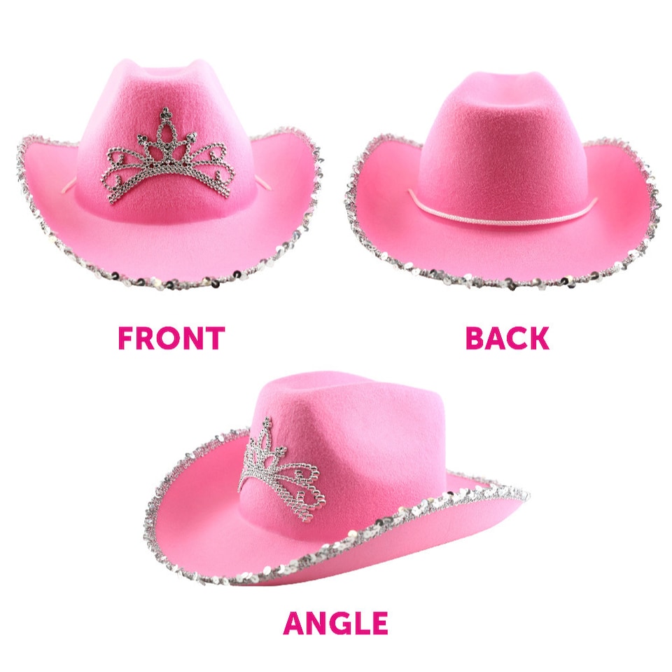 image 1 of Tiara Space Cowgirl Pink Hat Set | Pink | 12