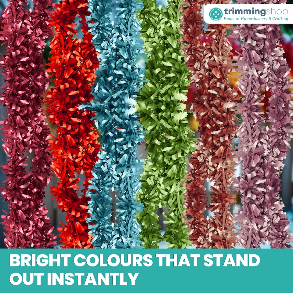 image 1 of 6.5ft/1.98m Wide Chunky Christmas Tinsel Garland Shiny Foil Twist Garland