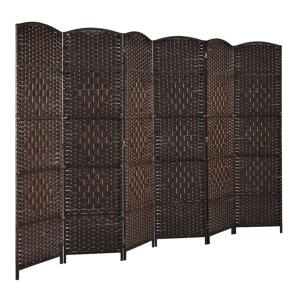 image 1 of COSTWAY 6 Panel Room Divider Privacy Screen Wall Folding Partition Hand woven Rattan