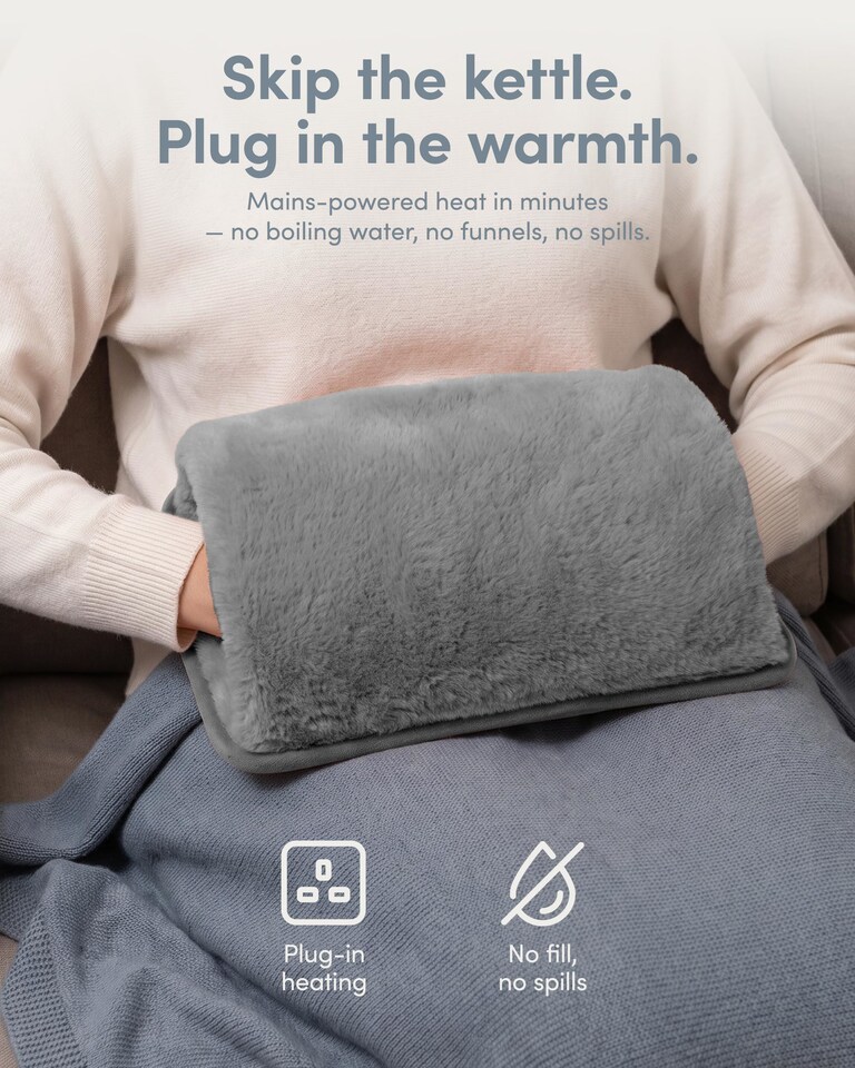 image 1 of Keplin Rechargeable Electric Hot Water Bottle Flannel Cover Auto Shut Off