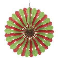 Red and Green Honeycomb Fan Decoration 40cm