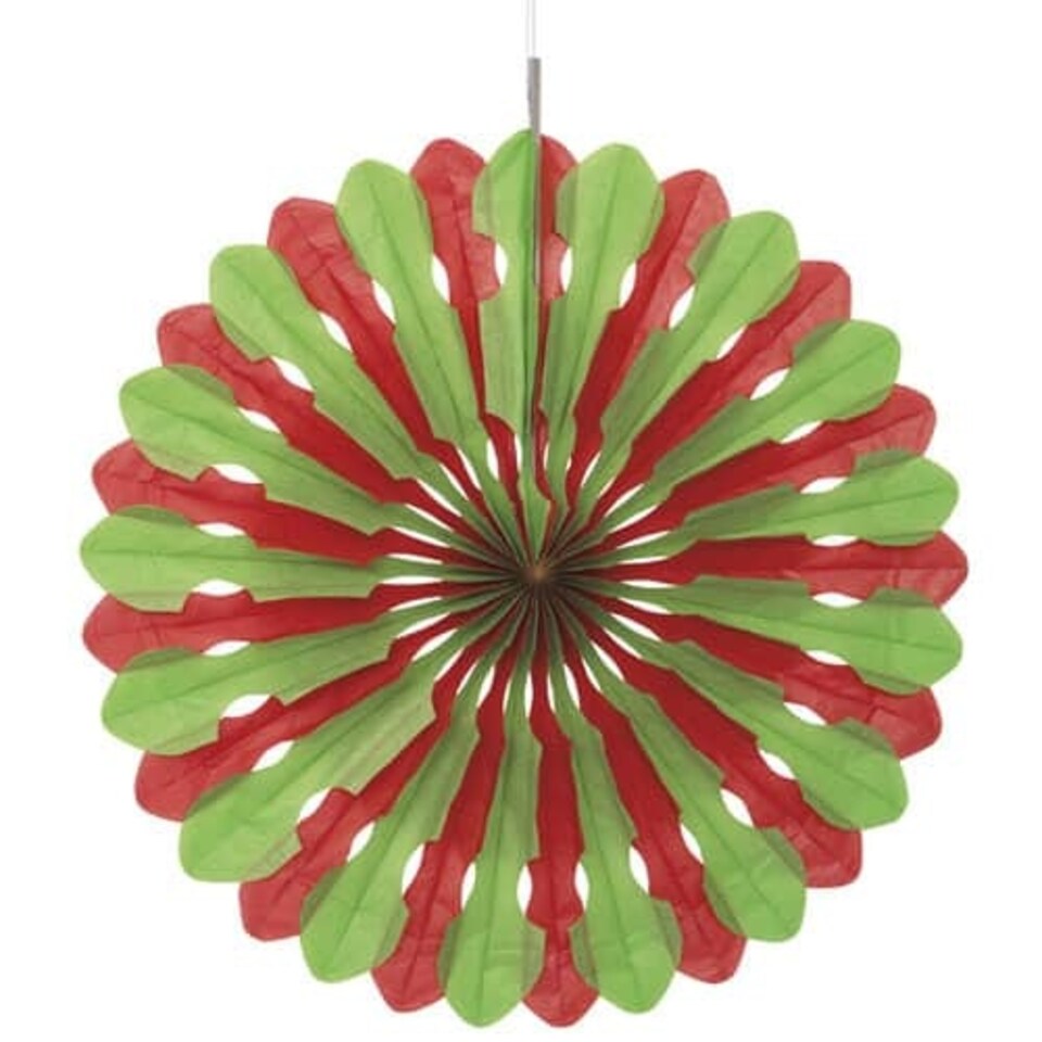 Red and Green Honeycomb Fan Decoration 40cm