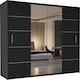 image 1 of Modern Wavy Sliding Mirror Wardrobe 120/150/180/203cm White/Black/Grey/Oak Black | 180cm