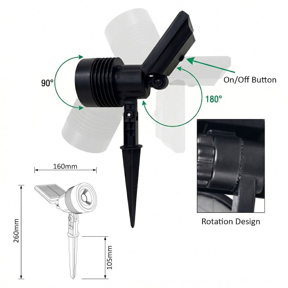 image 1 of Auraglow Solar Powered LED Garden Spike Lights - Pack of 3